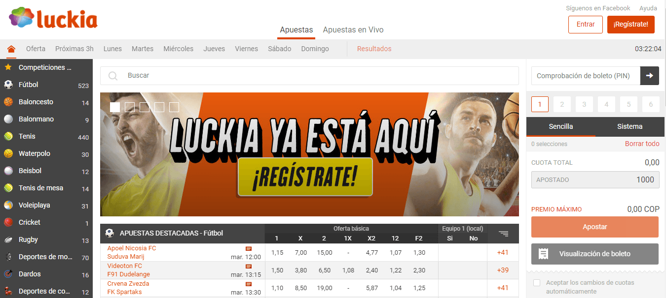 Aciertos apuestas deportivas suerte Luckia 549915